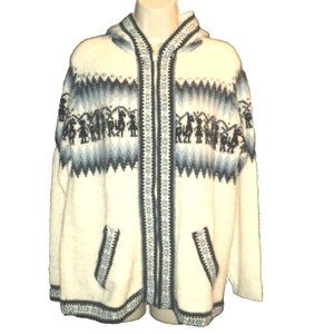 Cardigan Sweater Peruvian Alpaca Fashion Womens Sz M Hooded Monica's Collection